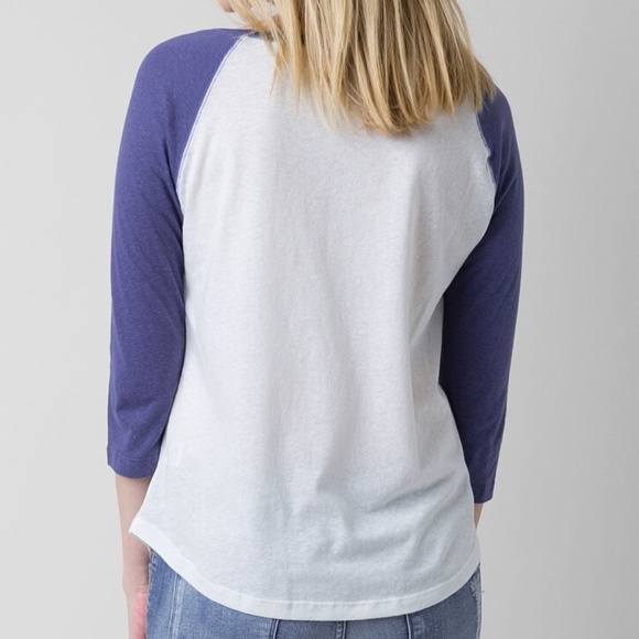 NWT Billabong Baseball raglan bahama top tee shirt medium blue white - Picture 2 of 6